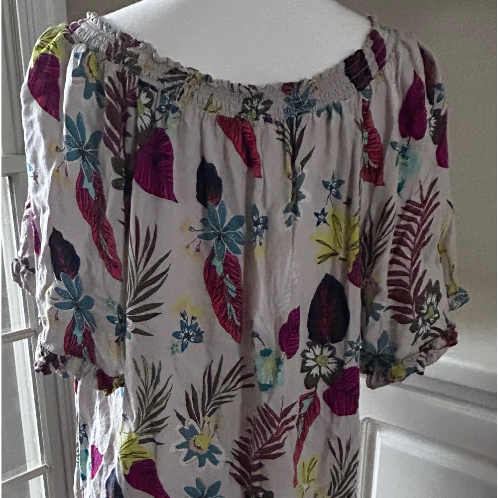 Terra Sky Floral Shirt Blouse Curvy Comfort Ruffle Sleeve Lightweight Plus Sz 1x - Picture 9 of 12